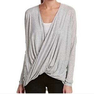 CAbi Taylor Gray Wrap Top Size XS